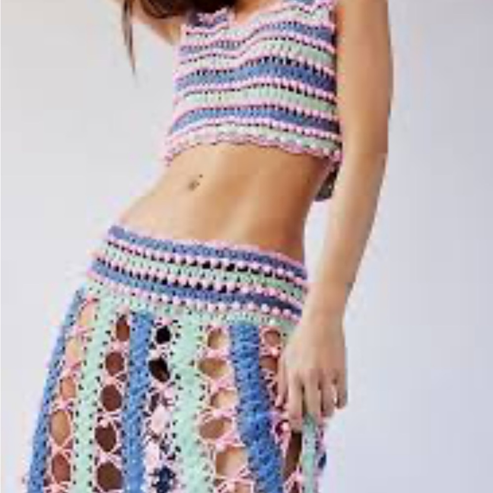 CeliaB Gaia Argento Colorful Crochet Two-Piece Set - Picture 2 of 9